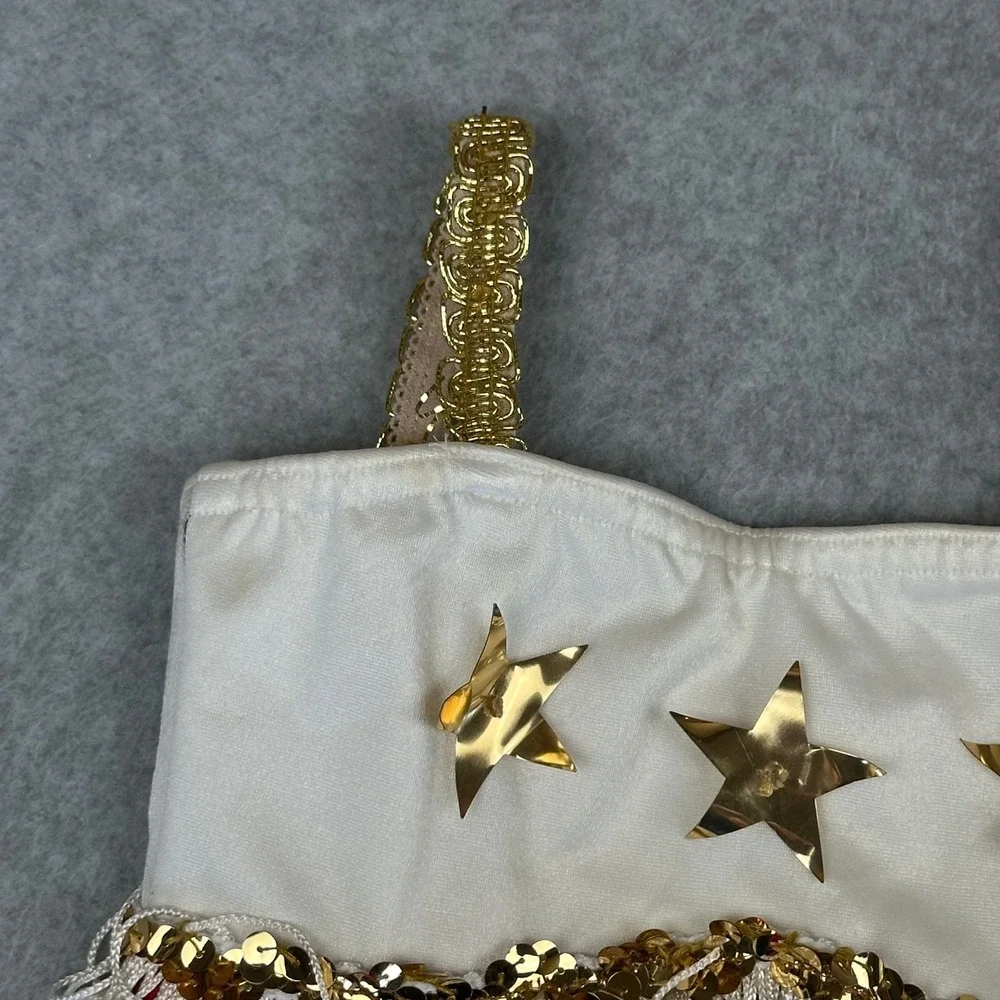 Kids Western Cowgirl Dance Costume Jumpsuit Gold Sequin Fringe Stars Black Red